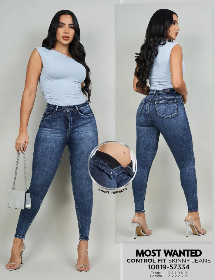 Jeans Azul Claro Con Faja Control Fit